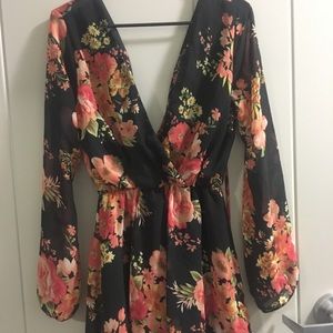 Long sleeve floral romper